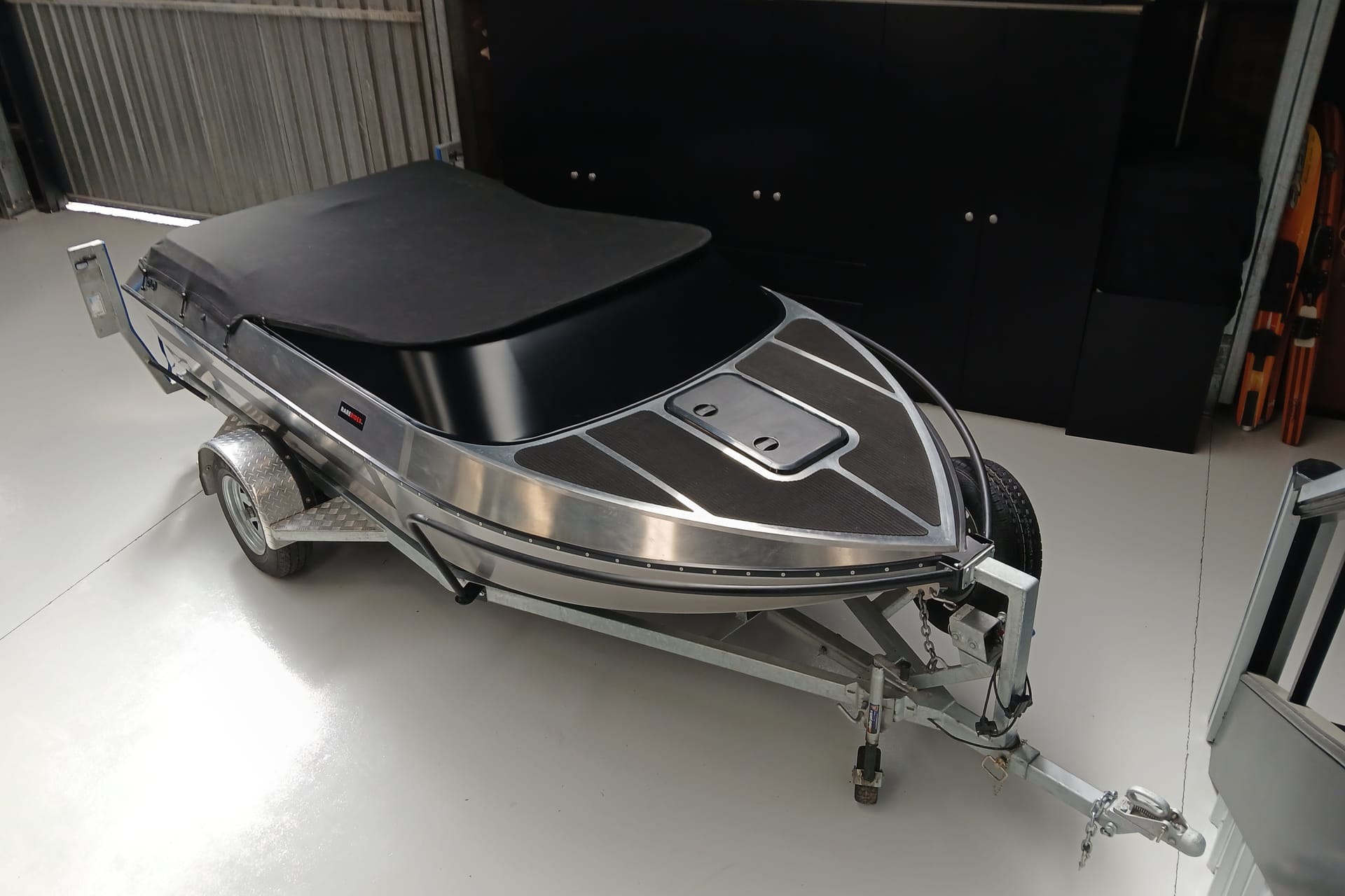 2023 Wattscraft on its trailer seen from above, road cover on